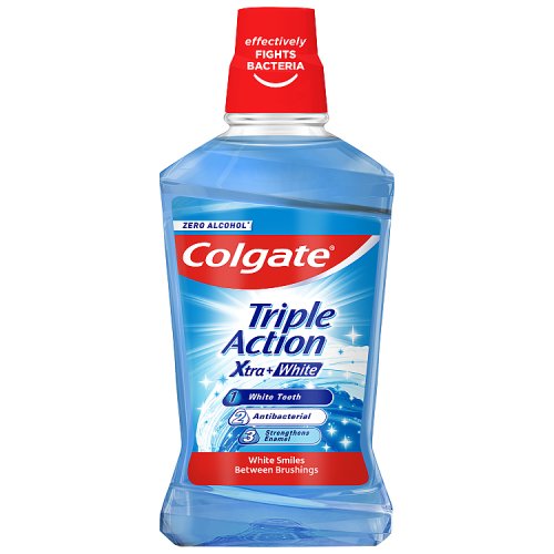 Colgate Mouth Rinse 500ml Triple Action Xtra White pack shot