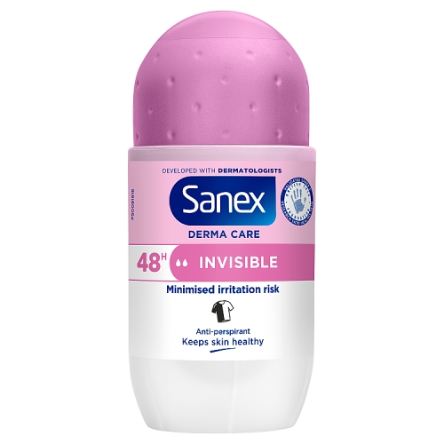 Sanex Deo Roll On Invisible Dry 48hr pack shot