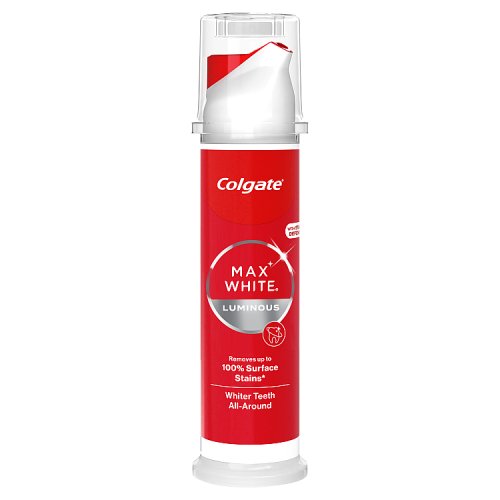 Colgate Toothpaste Pump 100ml Max White Luminous pack shot