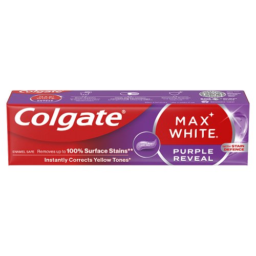 Colgate Toothpaste Max White Purple 75ml pack shot