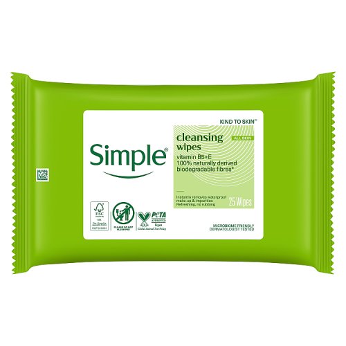 Simple Kind to Skin Biodegradable Face Wipes 25s (Brown Outer Case) pack shot