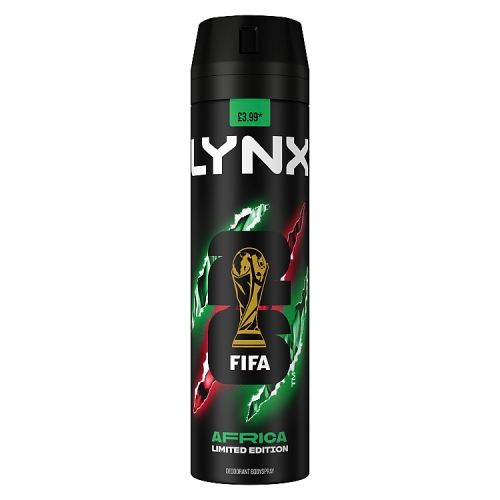 Lynx Body Spray 200ml Africa PMP £3.99 pack shot