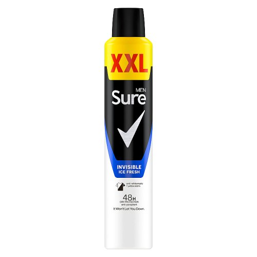 Sure for Men Anti-Perspirant Deodorant Aerosol Invisible Ice 300ml pack shot