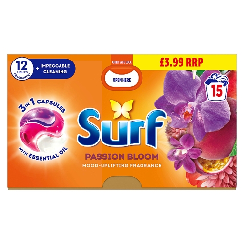 Surf Capsules 15 Wash Passion Bloom PMP £3.99 pack shot