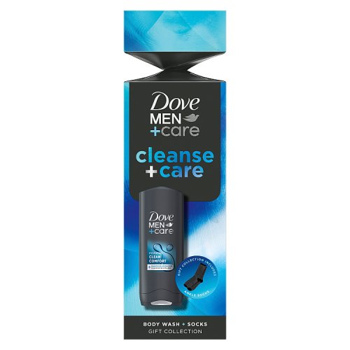 Dove Mens Cracker Set 2pc (250ml Bodwash Clean Comfort, Socks) pack shot