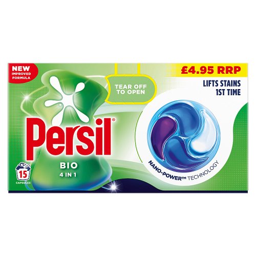 Persil Caps Nano Bio 15w PMP £4.95 pack shot
