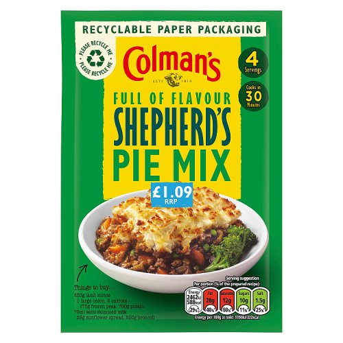 Colmans Sauce Mix Shepherds Pie 10x50g PMP £1.09 pack shot