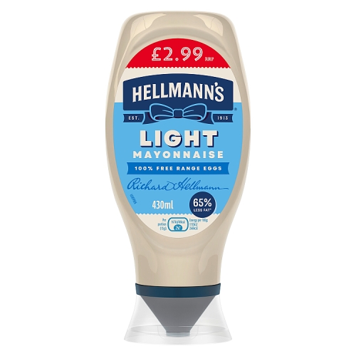 Hellmanns Light Mayo 430ml PMP pack shot
