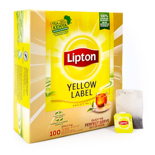 Lipton Tea Bags Yellow Label String & Tag 100s pack shot