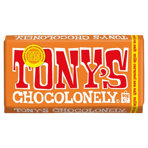 Tony's Chocolonely Milk Caramel Sea Salt 90g PMP pack shot