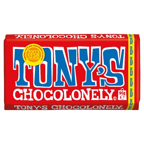 Tony's Chocolonely Milk Chocolate 90g PMP pack shot