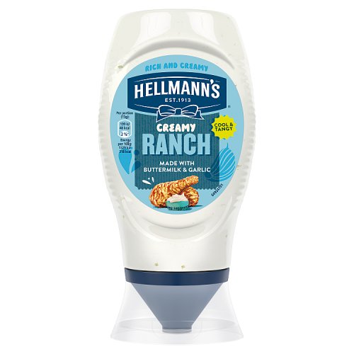 Hellmans Squeezy Ranch Mayo 8x245g pack shot