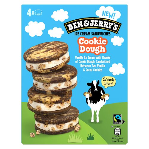 BEN AND JERRYS COOKIE DOUGH SANDWICH 4PK pack shot