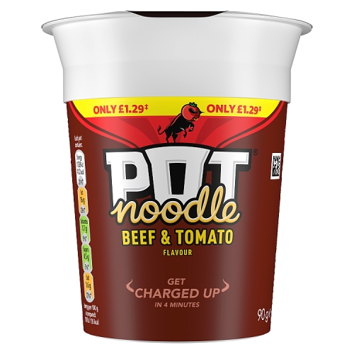Pot Noodle Beef & Tomato 90g PMP pack shot