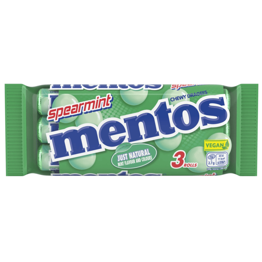 Mentos Rolls 3pk Spearmint (3 x 38g) pack shot