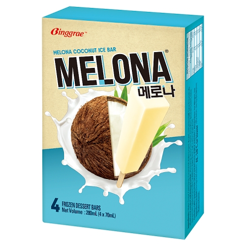 Melona Coconut Flavoured Ice Bar 4s pack shot