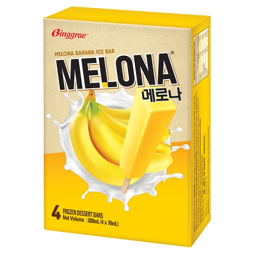 Melona Banana Flavoured Ice Bar 4s pack shot