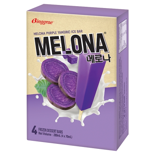 Melona Purple Yam (Ube) Flavoured Ice Bar 4pc pack shot